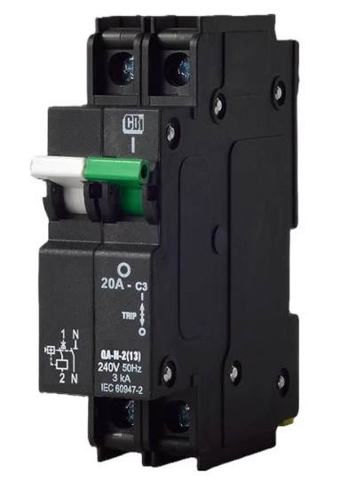 CBI MCB QA-N-2(13) L+N 2Pole 20A 3kA