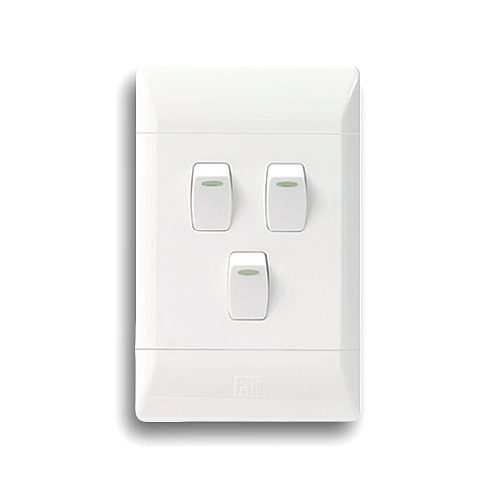 CBI 2X4 3 Lever 1 Way Switch, White