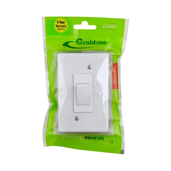 Crabtree Classic White Double Pole 30A Isolator