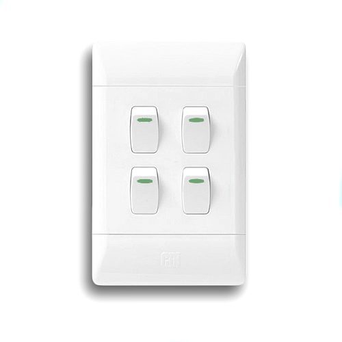 CBI 2X4 4 Lever 1 Way Switch, White
