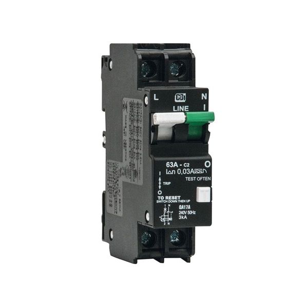 CBI Earth Leakage 1Phase QA17A 63A C2 0.03A 3kA C/B Type (OVERLOAD PROTECTION)