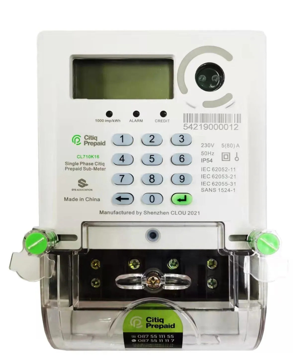 Citiq Prepaid Single Phase Electricity Meter 80A