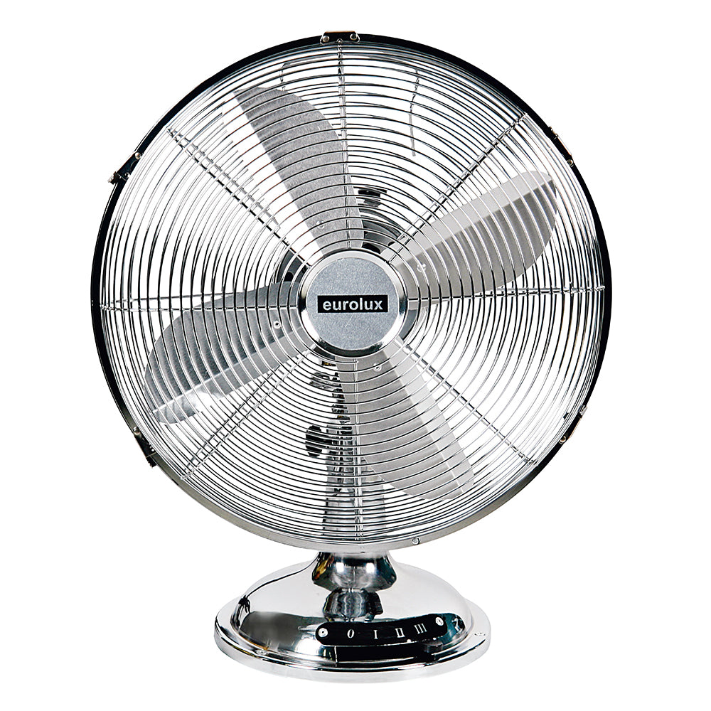 Eurolux 12" 3-Speed Desk Fan - Chrome