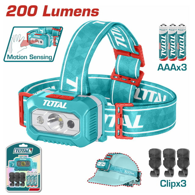 Total Tools Motion Sensing LED Headlamp 200 Lumens IPX4