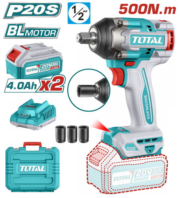 Total Tools Cordless Impact Wrench Li-ion 20V 4Ah 500Nm
