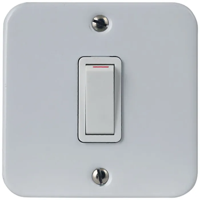 Crabtree Industrial White 1-Lever 1-Way Surface Light Switch 75 x 75mm