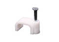 White nail-in cable clip for flat cable