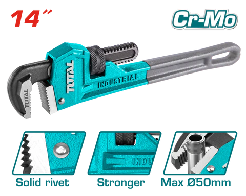Total Tools Industrial Pipe Wrench 350mm (14") Cr-Mo Max Ø50mm