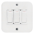 Crabtree Classic White  Industrial 3 Lever 1 Way Switch on Surface Box