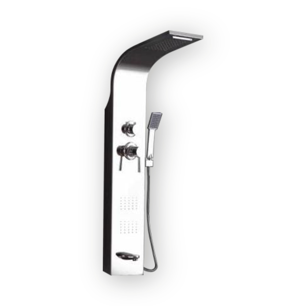 Livorno Shower Panel - Black & Chrome Two-Tone