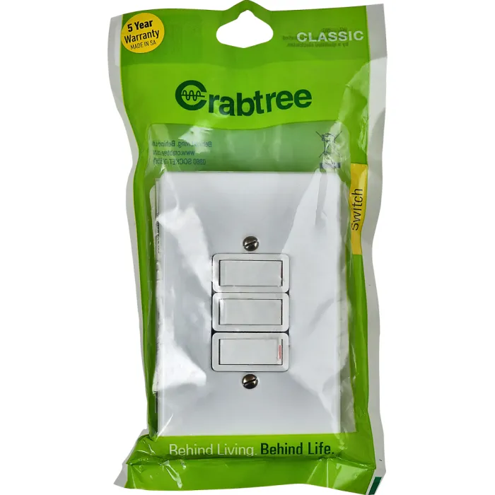 Crabtree Classic White 3-Lever 1-Way Light Switch 2x4