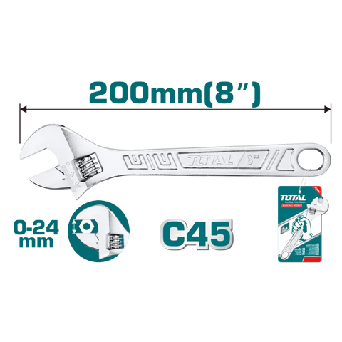Total Tools Adjustable Wrench 200mm (8")