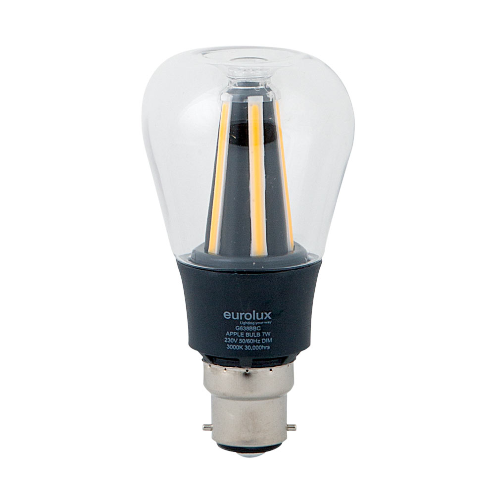 Eurolux Warm White B22 7W Black Apple Dimmable Filament LED