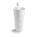 Livorno Pedestal Basin - Ribbed Cylinder White
