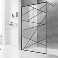 Livorno Shower Screen - Black Geometric Line Design
