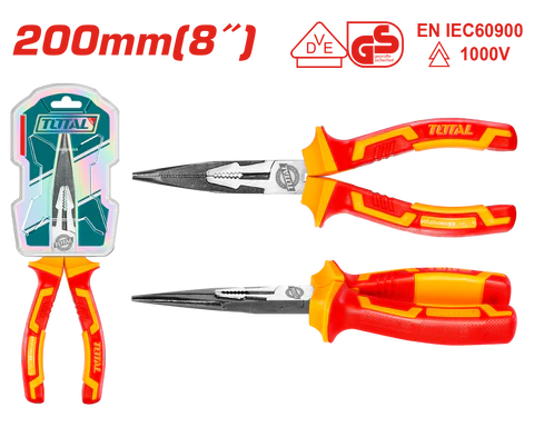 Total Tools Insulated Long Nose Pliers 200mm (8") 1000V VDE