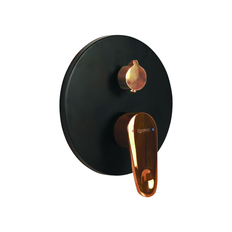 Livorno Premium Concealed Shower Mixer - Matte Black & Gold