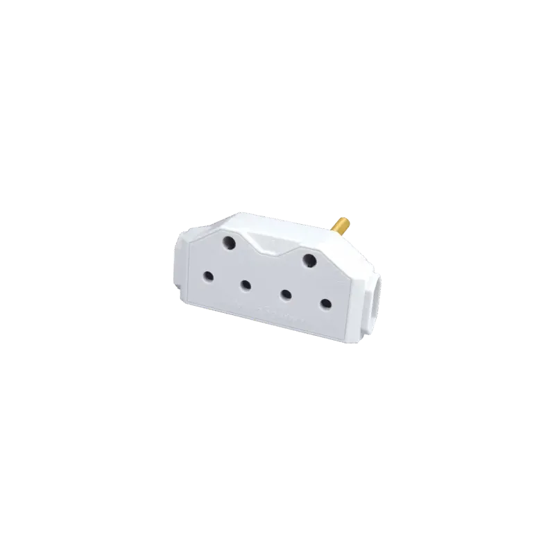 White R-19 twin socket plug adaptor with two three-hole outlets