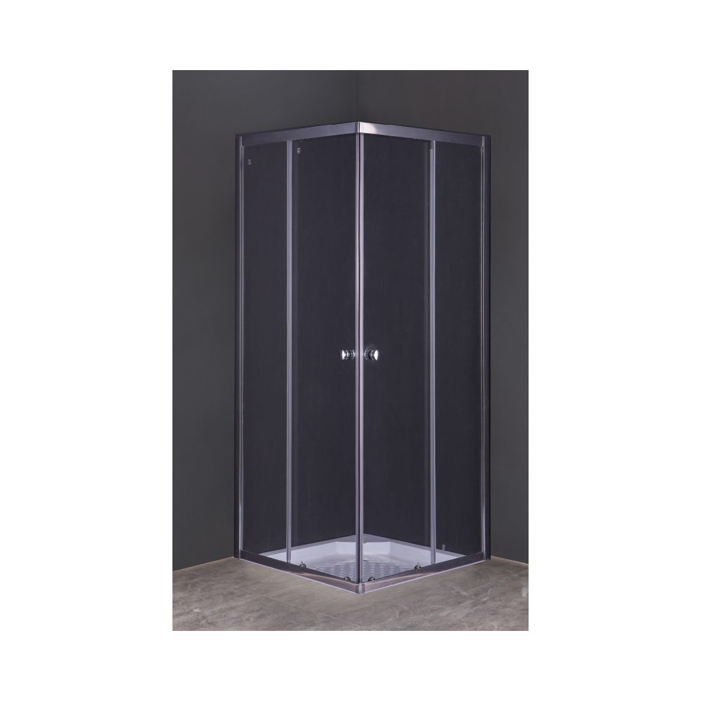 Livorno Corner Entry Shower Doors - Smoked Glass Sliding Enclosure