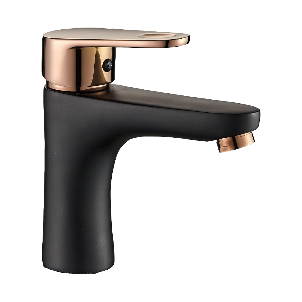 Livorno Premium Tap - Matte Black & Rose Gold Basin Mixer