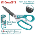 Total Tools Rubber Grip Long Blade Scissors 210mm (8") Titanium Coated