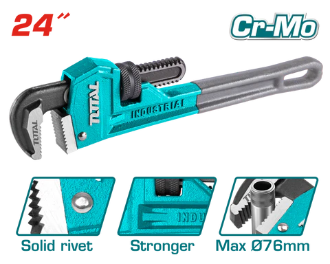 Total Tools Industrial Pipe Wrench 600mm (24") Cr-Mo Max Ø76mm