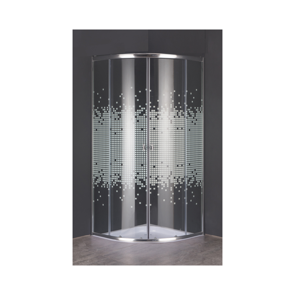 Livorno Quarter Round Shower Door - Mosaic Glass