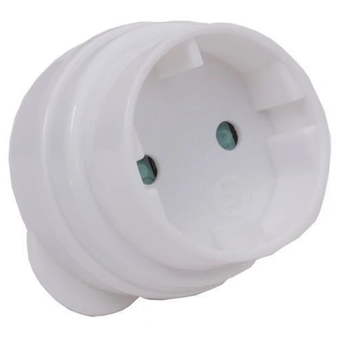 White round plug adaptor with a two-pin socket face