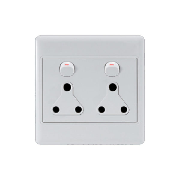 Ausma 4X4 Double Wall Switched Socket 2X16A