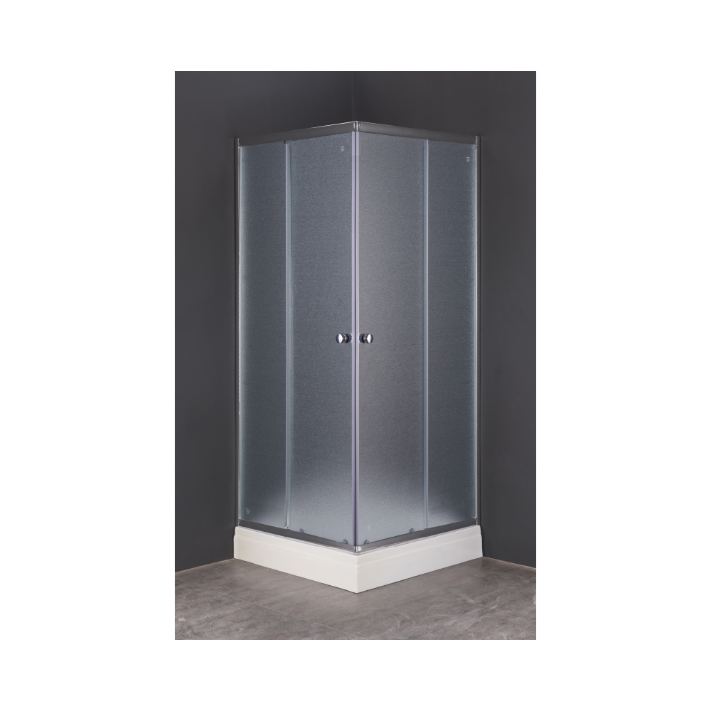 Livorno Corner Entry Shower Doors - Frosted Glass with Tray