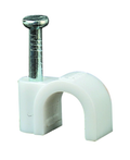 White nail-in cable clip for securing cable