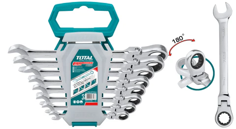 Total Tools Flexible Head Ratchet Spanner Set 8pcs 8-19mm Cr-V