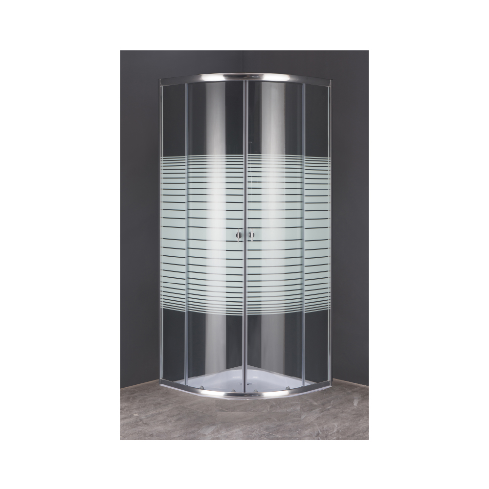 Livorno Quarter Round Shower Door - Semi Frosted Glass