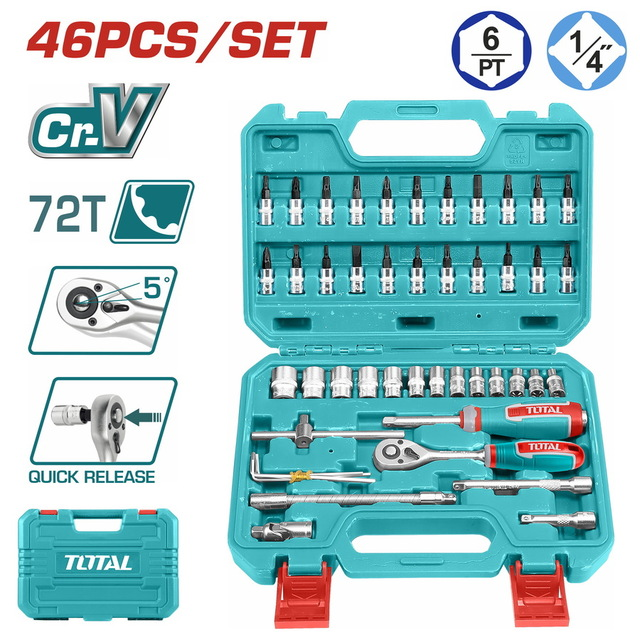 Total Tools 46 PCS 1/4" Socket Set