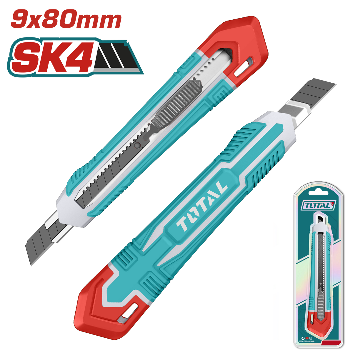 Total Tools Snap-Off Blade Knife 9mm SK4 Sliding Card