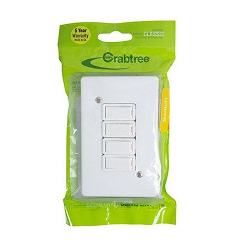 Crabtree Classic White 4-Lever 1-Way Light Switch 2x4