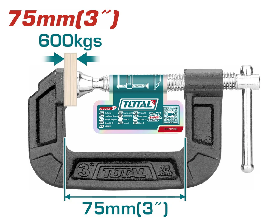 Total Tools G Clamp 75mm (3")
