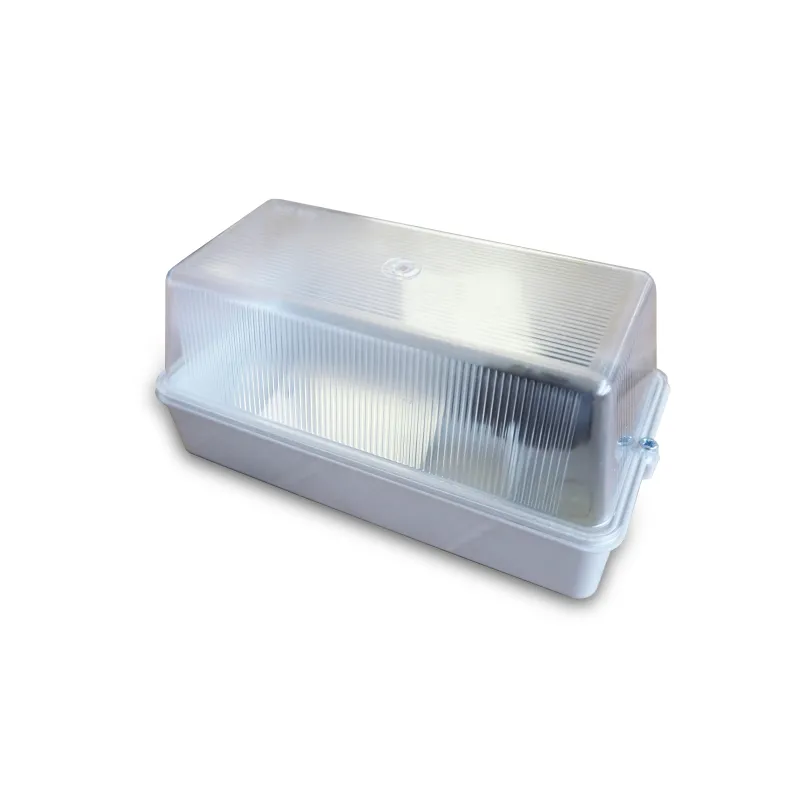 Rectangular PVC bulkhead light with ribbed translucent diffuser