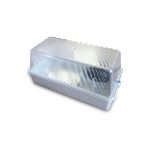 Rectangular PVC bulkhead light with ribbed translucent diffuser
