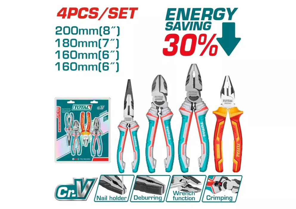 Total Tools 4 PCS Pliers Set