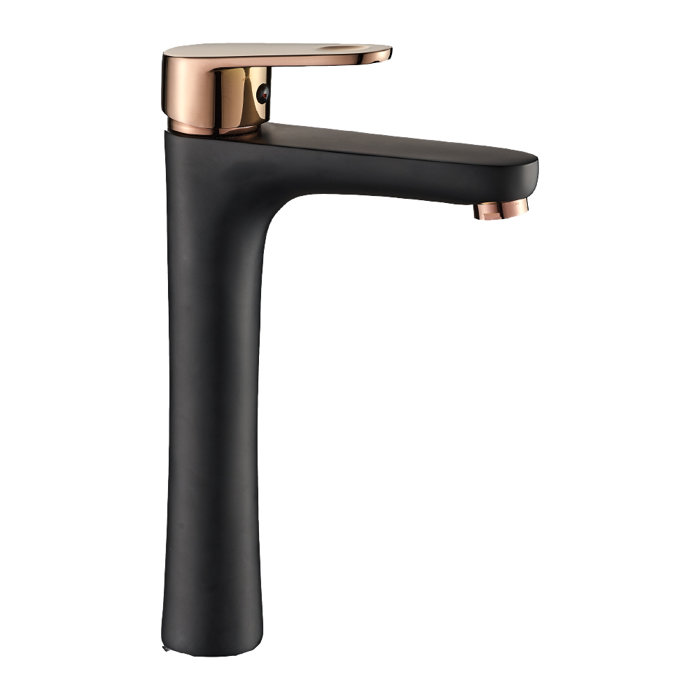 Livorno Premium Tap - Matte Black & Rose Gold Tall Basin Mixer