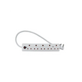 White five-outlet multiplug with attached cord and plug