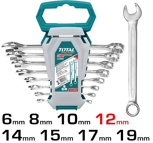 Total Tools 8Pcs Combination Spanner Set Cr-V - 6-19mm