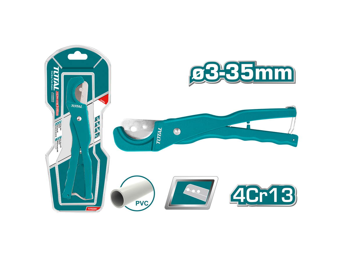 Total Tools PVC Pipe Cutter 210mm Ø3-35mm 4Cr13 One-Shot