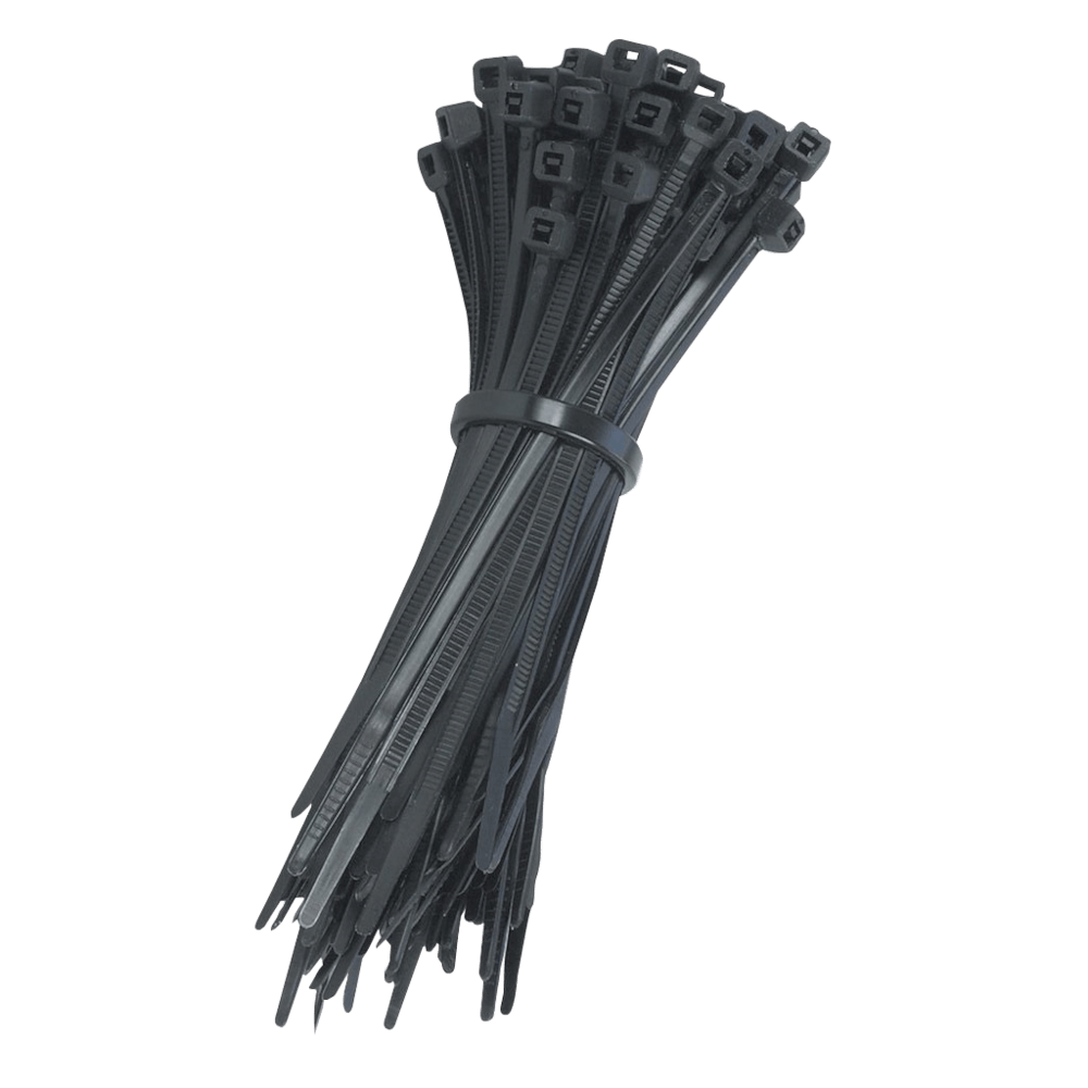 Black cable ties supplied in a pack of 50