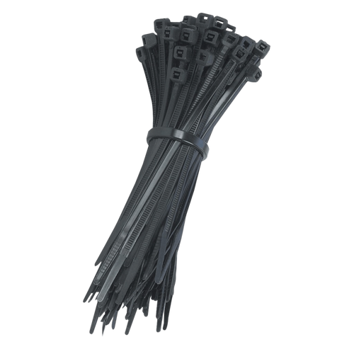 Black cable ties supplied in a pack of 50