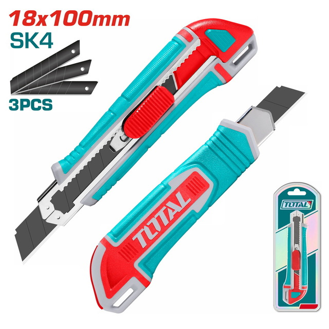 Total Tools Snap-Off Blade Knife 18mm SK4 167mm with 3 Blades