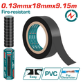 Total Tools PVC Insulation Tape 0.13x18mm x9.15m Fire-Resistant Black