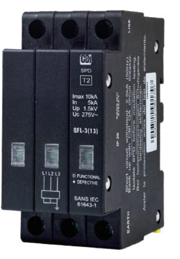 CBI QFL-3(13) Mini Rail Surge Protector with Indication 3P 275V 10kA SPD T2