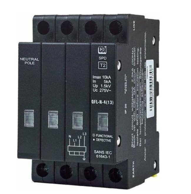 CBI QFL-N-4(13) Mini Rail Surge Protector with Indication 3P+N 275V 10kA SPD T2